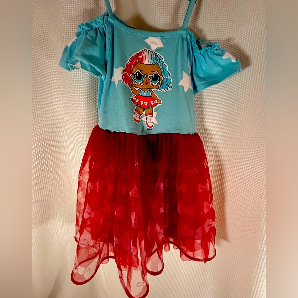 L.O.L. Surprise dress short sleeves dress blue top white stars a red tutu skirt